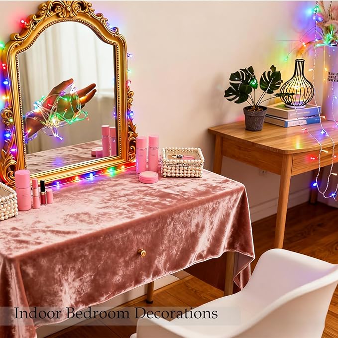 Colorful Pastel Easter Lights String Indoor Decorations, Plug in & Connectable 33ft Clear Wire with 100 Multicolored LED for Party, Garden, Home, Bedroom Christmas Tree Birthday Hanging Decor