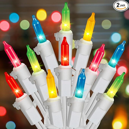 Hopolon 2PACK 50Count Easter String Lights,Christmas Lights Plug in,13FT Incandescent Pastel Mini Light White Wire for Indoor Outdoor Spring Patio Party Yard Garden Bedroom Tree Decor,Multicolor