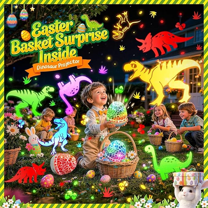 Easter Eggs Easter Gifts for Toddlers Kids Baby Night Light Projector 15 Soothing Sounds Sensory Toys for Kids with Autism Toys for Boys 3-10 | 3 Films 31Colors Remote Egg Light, Baby Gifts Baby Toys