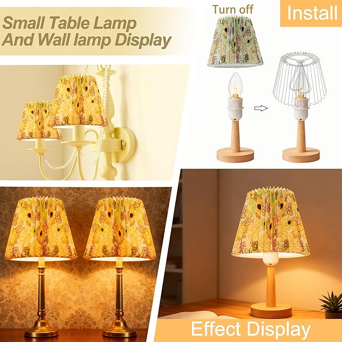Small pleated lampshade chandelier shades set of 6. Lampshade for Wall Lamp.chandelier shades.small table lamps.For Cutting Edge bulbs.light bulb shade.chandelier light covers.4" X 5" X 6"