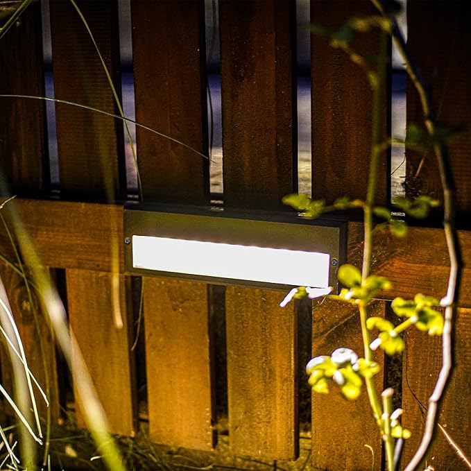 GOODSMANN Low Voltage Step Lights 10.6 Inch Outdoor 12V AC Landscape Stair Lights Wired 2PK 6W LED Electric Outdoor Deck Lighting Black Metal 122 Lumens 3000K Warm White with Cable Connectors