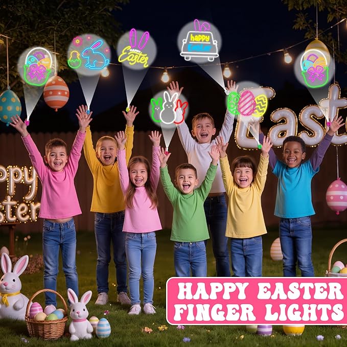 36Pcs Easter LED Finger Lights Bunny Egg Party Favors Glow in the Dark Light Up Finger Lights Themed s Bulk for Birthday Party Goodie Bag Stuffer Birthday Gifts Prize
