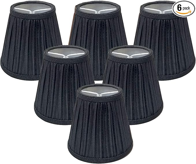 Royal Designs, Inc. CS-1055-5BLK-6 Designer Mushroom Pleat Empire Chandelier Lamp Shade, 3 x 5 x 4.5, Black, 6-Pack
