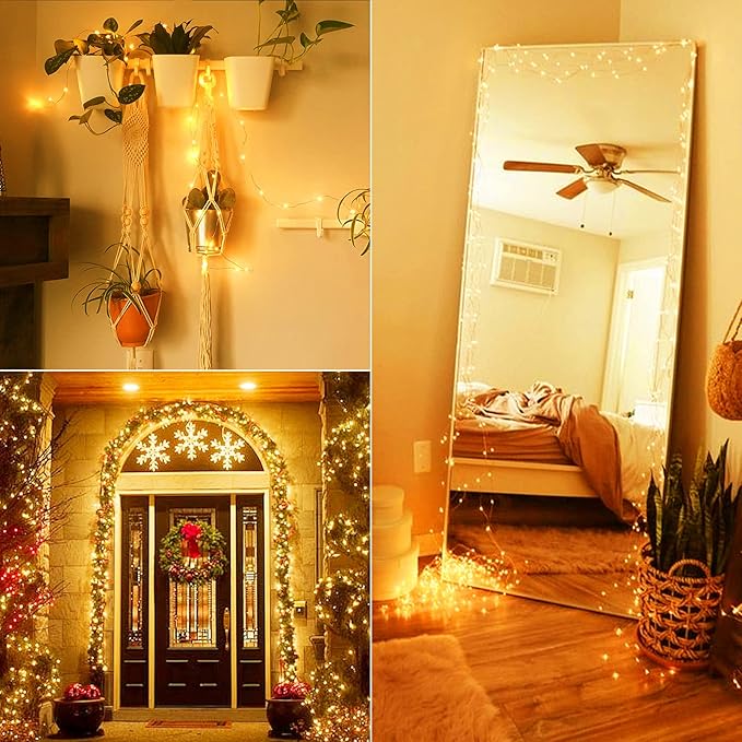 Christmas Twinkle Lights, 72 Ft 200 LED Twinkle String Lights, Fairy Light with Plug in, Copper Wire String Lights for Bedroom Party Christmas Tree Warm White