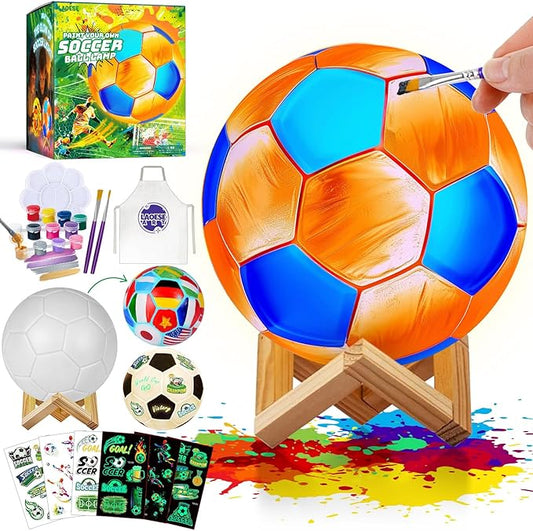 Paint Your Own Soccer Ball Lamp Kit, Soccer Gifts 3D Night Light, Art Supplies Creativity Arts and Crafts for Kids Ages 8-12, Birthday Easter Gifts for Kids Boys Girls Ages 3 4 5 6 7 8 9 10 11 12+