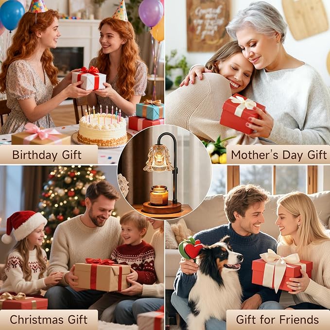 Candle Warmer Lamp Timer Dimmable, Adjustable Brightness&Timer, Smart Candle Melter, Safe&Fast Wax Warmer for Bedroom, Gifts