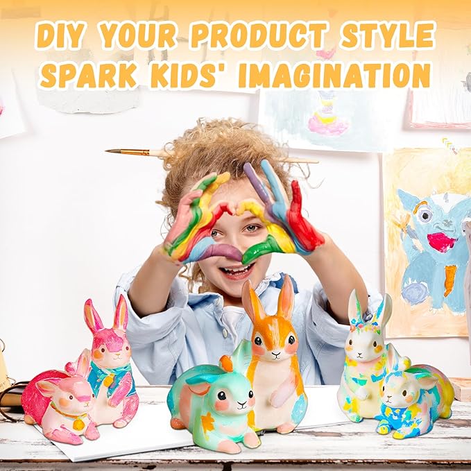 Loungelore Paint Your Own Bunny Lamp Kit, DIY Rabbit Night Light, Arts and Crafts for Kids Ages 8-12, Crafts for Kids Ages 4-8, Creativity Painting Kit Toy for Girls Ages 3 4 5 6 7 8 9 10 11 12+
