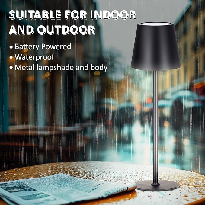Retisee 12 Pack Cordless Table Lamp Portable Led Rechargeable Desk Lamp 3000mah Battery Operated 3 Color Stepless Dimming Waterproof Light Touch Control for Bedroom Restaurant Bars Coffee Shop Camping