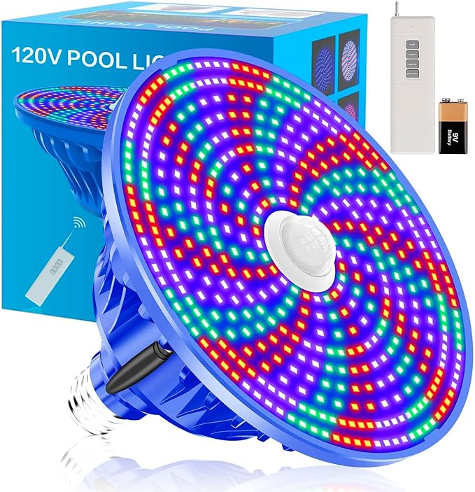 CEDIO Led Pool Lights for Inground Pool, 65W RGB Color Pool Lights Bulb with Remote Control, Pool Light Bulb for Inground Pool, E27 Replacement for Pool Light Fixture (Blue)