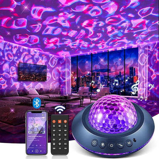 PIKOY Galaxy Projector for Bedroom, White Noises & Bluetooth Night Light Projector,360° Full Coverage Ceiling Projector Galaxy Light Projector,Remote Timer Night Sky Projector Ocean Light Projector