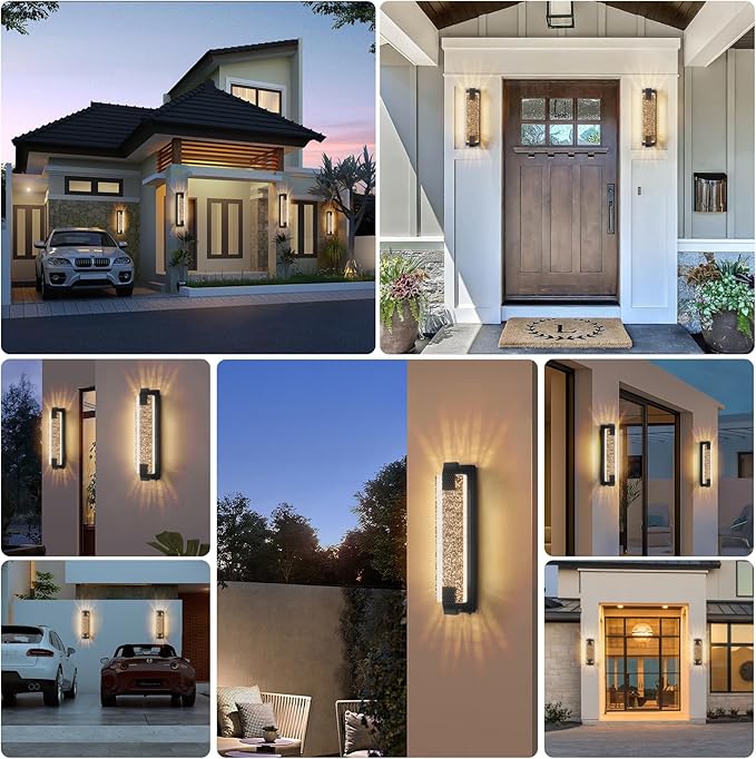 camuucci Dusk to Dawn Outdoor Light,19.7 Inches LED Porch Lights Outdoor Waterproof Modern Outside Sconce Wall Mount for Doorway Hallway Porch Patio Yard Doorway Black