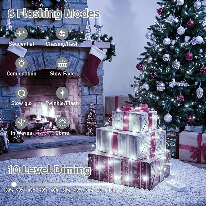 6 Pack Rechargeable Fairy Lights with Remote & DIY Timer, 7ft 20LED Dimmable Silver Wire String Light for Mason Jar, Mini Twinkle Lights for Indoor Christmas Bedroom Wedding Decor, White
