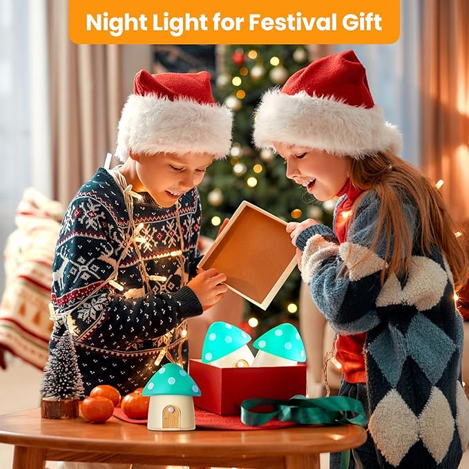 Motion Sensor Night Light, Rechargeable Stair Lights Indoor,3 Lighting Modes, Cute Mushroom Design for Kid's Bedroom, Kitchen, Bathroom, Hallway & Stairs - Ideal Home Decor & Gift, Green
