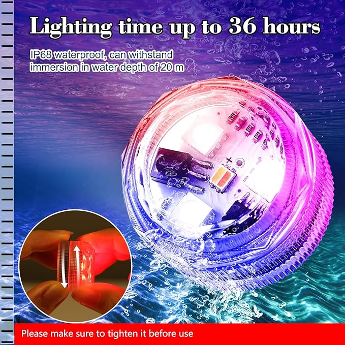 HL Small Submersible Led Lights with Remote,Mini LED Light,Waterproof Tea Light,Underwater Lights,Flameless Candles,Suitable for Vases, Fish Tanks, Hot Tubs, Parties,Wedding,Halloween Decorations