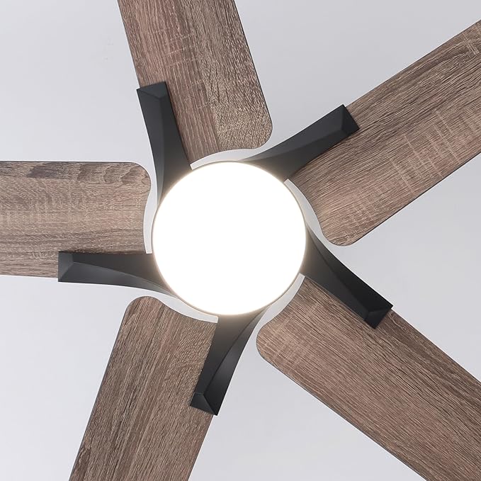 46 Inch Ceiling Fans with Lights and Remote Control for Bedroom, Modern Black Ceiling Fan with Quiet Reversible DC Motor, 3CCT, Dimmable, LED Lighting for Living Room, Patio, Indoor and Outdoor