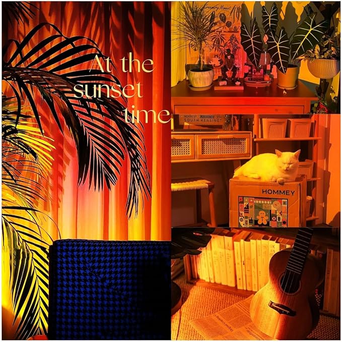 Sunset Lamp Led Lights for Bedroom Aesthetic Room Decor Night Light Living Room Sun Sunlight Projector Christmas Decorations Gifts Party Orange
