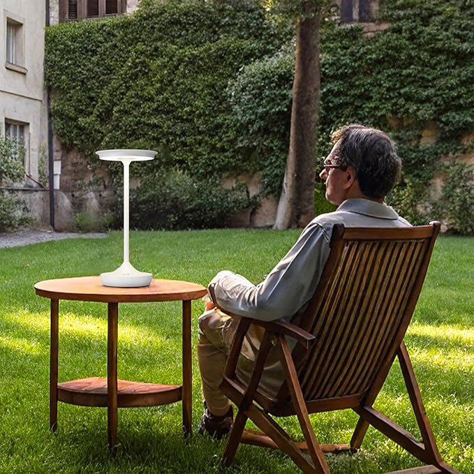 LED Cordless Table Lamp Rechargeable-Portable Battery Operated Lamps, 3 Color Touch Dimming Waterproof Light for Patio/Restaurant/Dining/Outdoor(White)