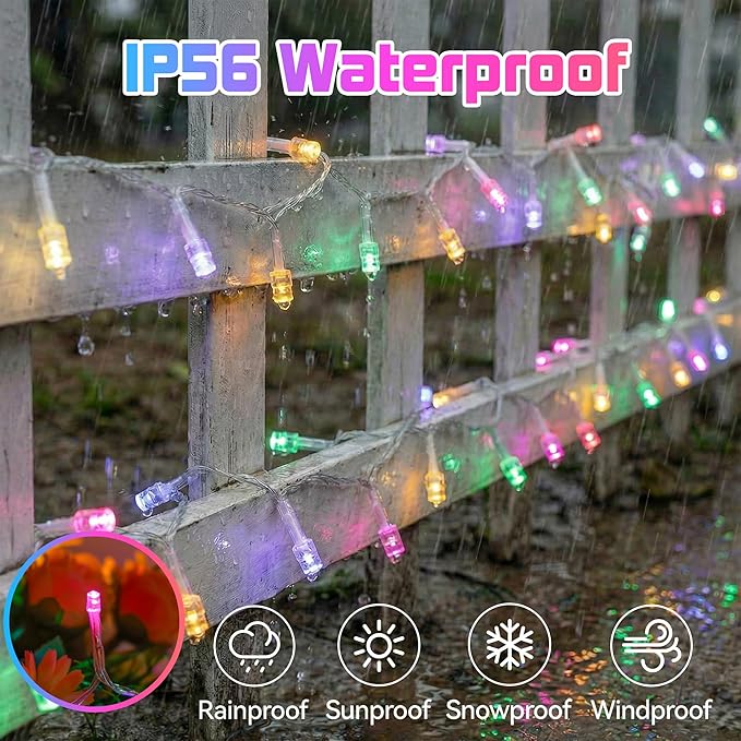 100 LED Easter Mini Lights - 33Ft Pastel Colored Connect String Light Plug in with 8 Modes, Timer, Waterproof- Fairy Christmas Lighting for Outdoor Tree Bedroom House Party Decorations - White Wire