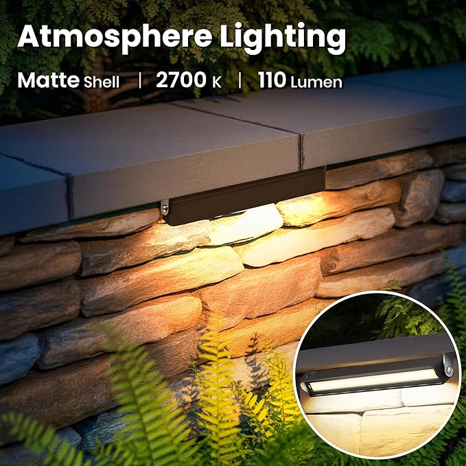 Retaining Wall Lights, 7 Inch LED Hardscape Lighting Waterproof, 12V Low Voltage Landscape Lighting, Outdoor Step Lights for Patio Stairs Deck 2700K, 270° Rotate, 12 Pack