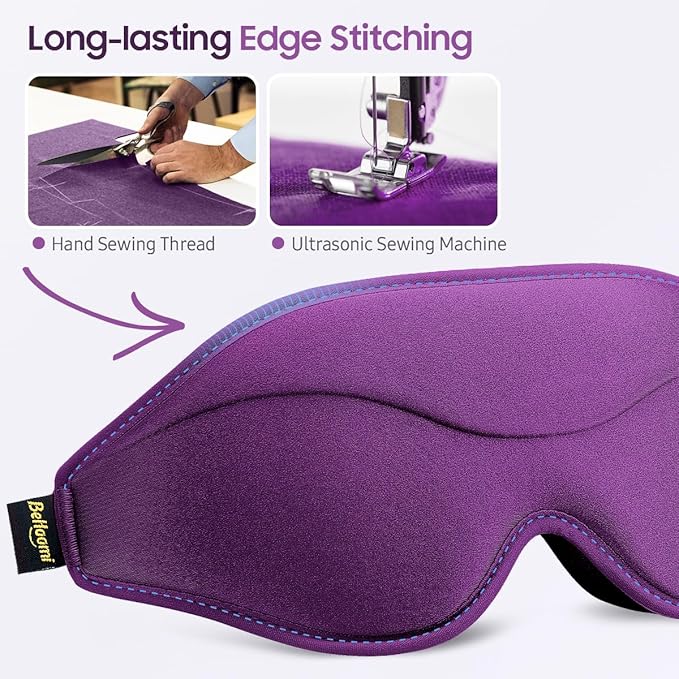 Sleep Mask, 2 Packs Premium Eye Mask for Sleeping, Total Blackout, Superior Soft Comfort, Upgraded 3D Ergonomic Designed Sleeping Mask for Home, Office, Travel, Meditation, Yoga, Blue & Purple