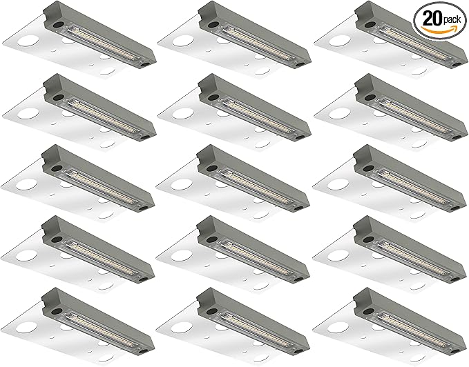 GKOLED 20-Pack 6.8 Inches Low Voltage Hardscape Light, 12V AC/DC Retaining Wall Lighting, 4W 2700K Paver Wall Lights, Outdoor Step Lights, Die-cast Aluminum Housing, Gray, UL Listed