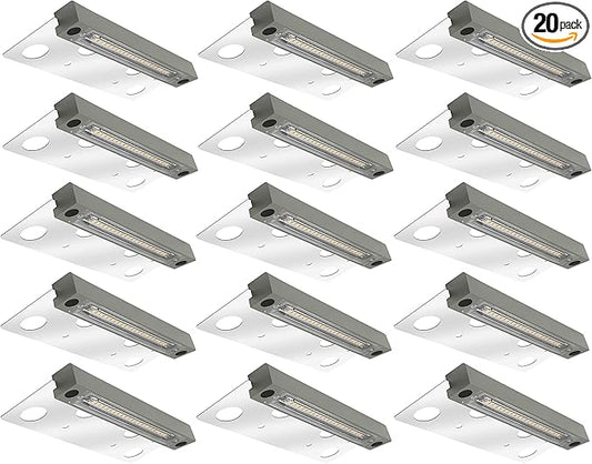 GKOLED 20-Pack 6.8 Inches Low Voltage Hardscape Light, 12V AC/DC Retaining Wall Lighting, 4W 2700K Paver Wall Lights, Outdoor Step Lights, Die-cast Aluminum Housing, Gray, UL Listed