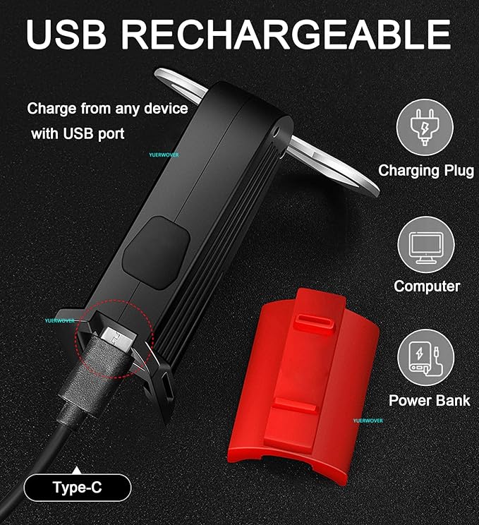 Rechargeable Bike Tail Light LED Bicycle Rear Light Cycling Night Essential Bright Seat Back Safety Lamp 5 Modes Warning Waterproof Flash MTB Light for Men Women Kids