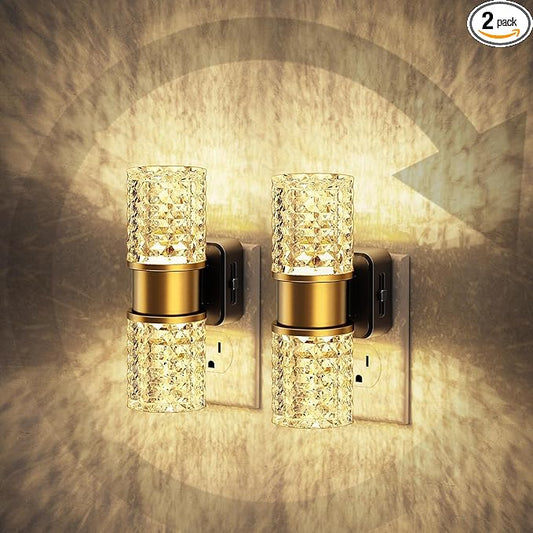 JandCase Night Light, Night Lights Plug into Wall,2 Pack Automatic LED Night Light with Adjustable Brightness, 3000K Plug in Night Lights with Auto Light Sensor, for Bathroom Hallway Decor