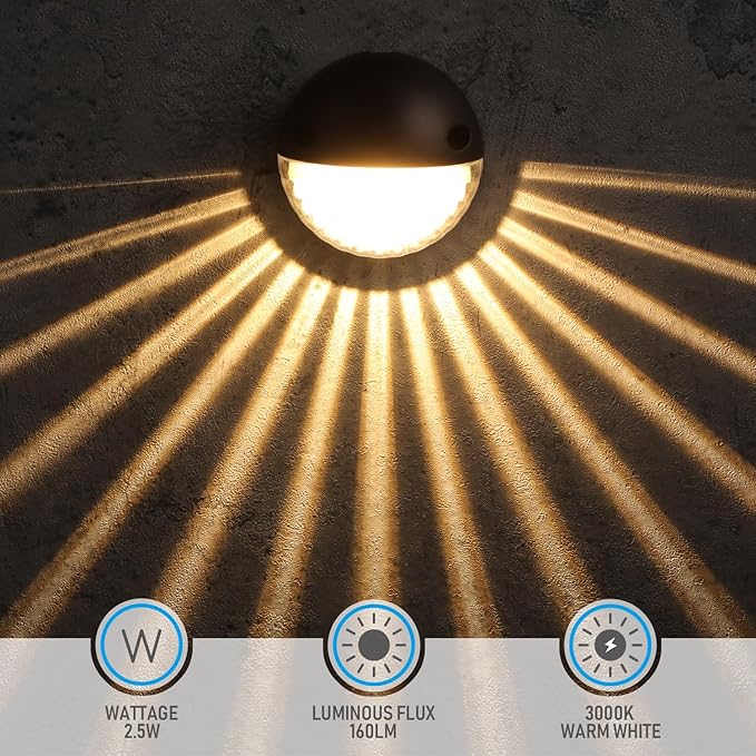 LEONLITE Unique Rays LED Low Voltage Deck Lights Outdoor, 12V Landscape Step Railing Fence Light, Aluminum, 3000K Warm White, IP65, Landscape Deck Light for Backyard, Oil Rubbed Bronze, Pack of 6