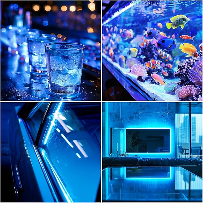 ICE Blue LED Strip Lights 320 LEDs High Brightness Indoor Use Short LED Strip Light Narrow USB Thin Flexible 5V COB Rope Light for DIY Display Cabinet Back Light TV Lights (3.28FT/1M)