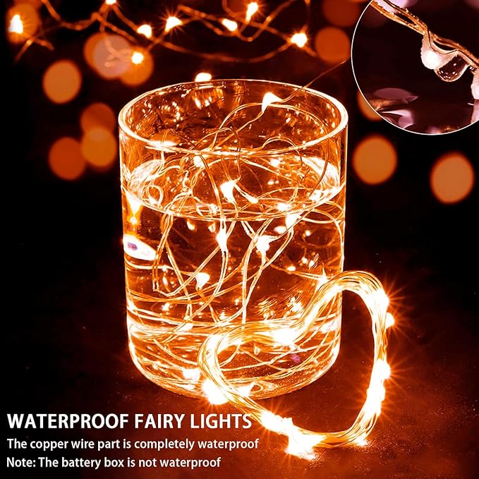 100 Pack Fairy Lights 7Ft 20 LED Twinkle String Lights Battery Operated Waterproof Firefly Starry for Mason Jar Party Wedding Christmas Valentines Day,Orange