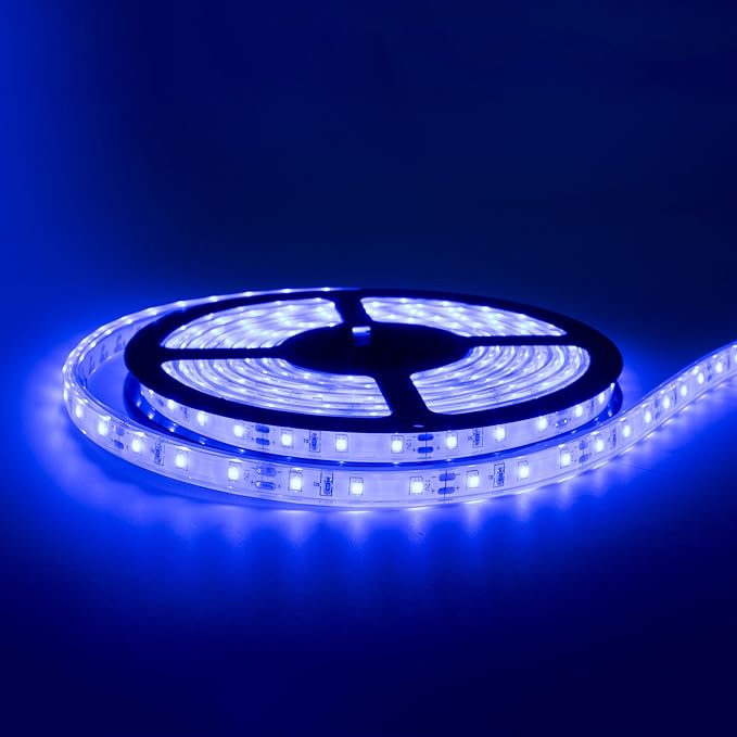 RecPro 20' Blue LED Strip Light w/White Backing | IP68 Waterproof Rating | Boat (Marine) LED Strip Light | Automobile LED Strip Light | Motorcycle LED Strip Light | Indoor/Outdoor LED Strip Light