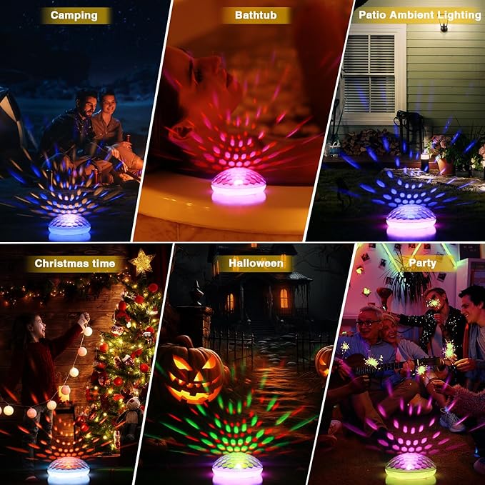 Solar Pool Lights(4 PCS), USB Rechargeable Floating Pool Lights, 6.69 Inch IP68 Waterproof 2600mAh Pool Lights 6 Dynamic Modes with Remote Upper and Lower Glow Hangable for Backyard Pond