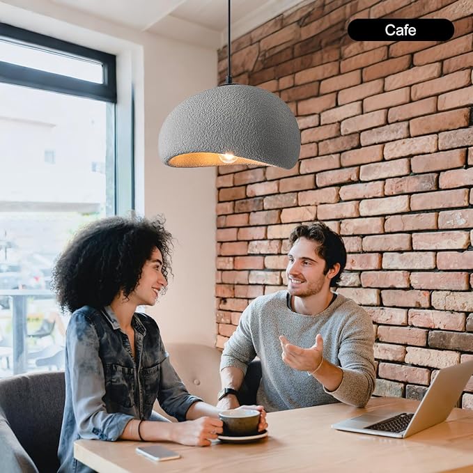 11.8 inch Wabi Sabi Pendant Light Modern Japanese Ceiling Fixture for Dining Room Kitchen Island Hallway, Gray E26 Base Hanging Lamp (30cm/11.8in)