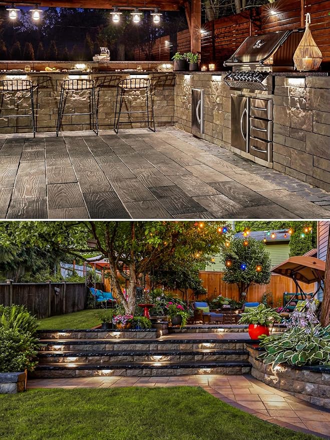 5W Retaining Wall Lights,7 inch LED Hardscape Lighting Low Voltage Landscape Paver Lights 12V 24V Step Lights Outdoor IP66 Waterproof 3000K Soft White Stair Deck Lighting (8 Pack+Connectors)