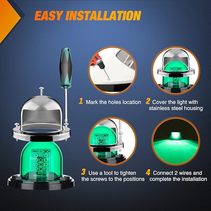 Nilight Marine Boat Navigation Light 2PCS 8LED Red Green LED Port Starboard Signals Bow Lights 12V Waterproof for Skeeter Yacht Pontoon Speedboat Sailboats Fishing Boats