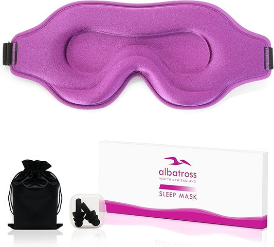 Sleep Eye Mask for Men Women, Lash Extensions 3D Sleeping Mask for Side Sleeper, Travel Blackout Night Blindfold Eye Shade Cover with Adjustable Strap (Purple-3D)