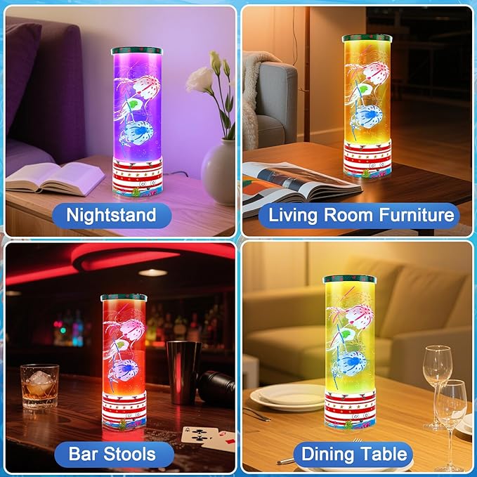 Mothers Day Gifts Jellyfish Lamp, Jelly Fish Tank Mood Light for Home Deco，Relaxation and Sleep with 17 Colors Changing, Birthday Gifts for Women, Kids and Men (Red)