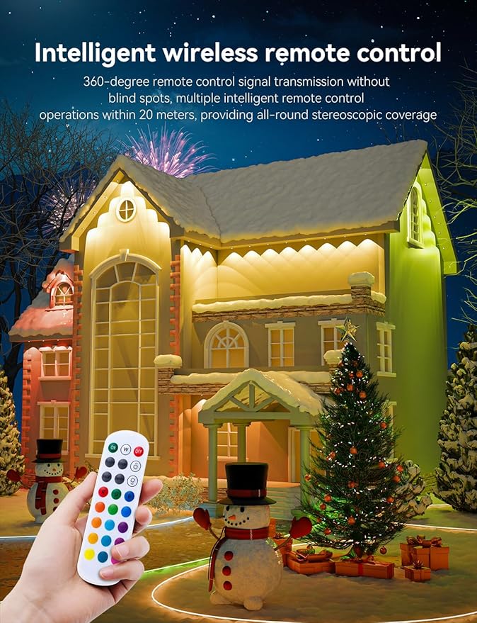 200FT Permanent Outdoor Lights -RGB Eaves Lights with App Control Remote,DIY Scene Modes IP67 Waterproof Outside LED Light for Christmas, Holiday, Daily, House Roof Eternity Lighting