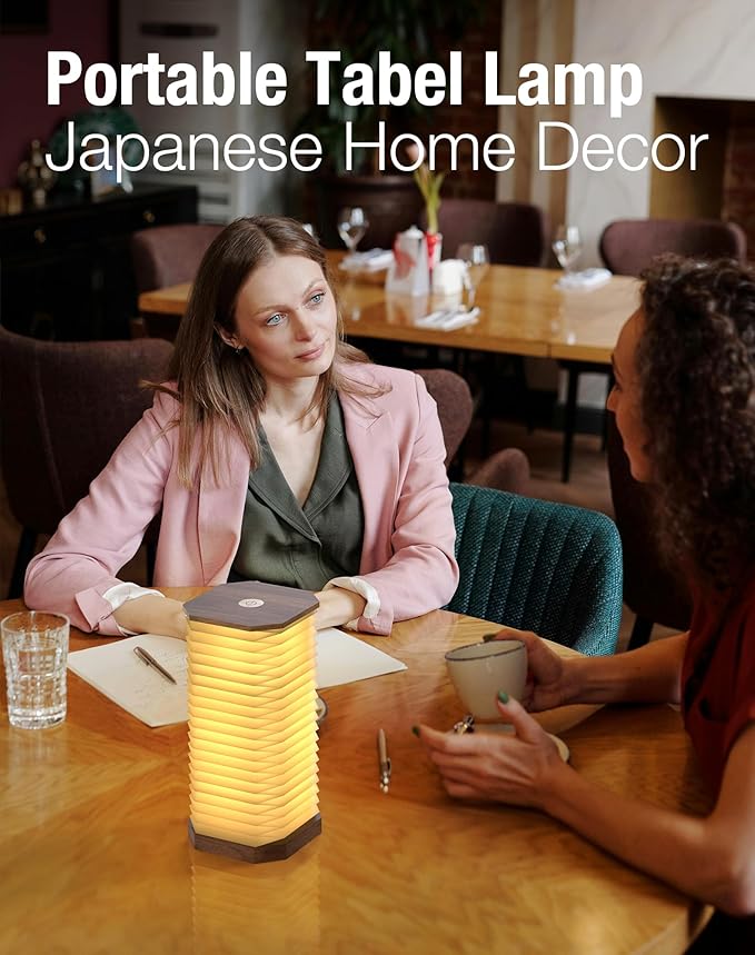 Bedside Table Lamp for Bedroom, Vertical Accordion Lamp with Warm Light, Adjustable Height & Brightness, USB Charging, Study Reading Light for Living Room, College Dorm, Home, Office