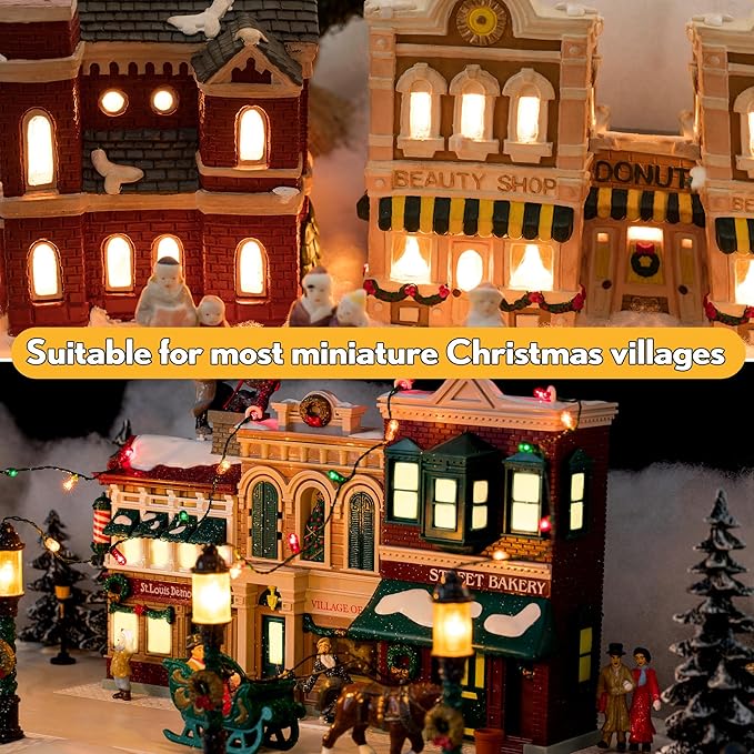 Meonum 3 Pack Accessory Cord with 4 LED Bulbs, End to End Connected Blow Mold Light Cord, 9.8 Feet Lamp Kit with On/Off Switch Plugs for Ceramic, Craft Halloween Christmas Village Decor
