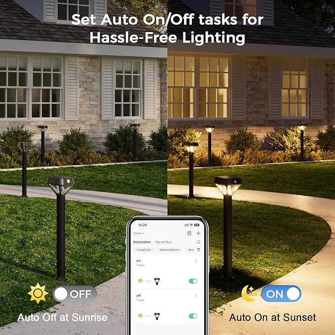 XMCOSY+ Solar Smart Pathway Lights, 150LM Solar Motion Lights Outdoor Waterproof with APP Control, Works with Alexa RGBCW Color Changing Garden Light for Yard Walkway Driveway Pathway, 6 Pack