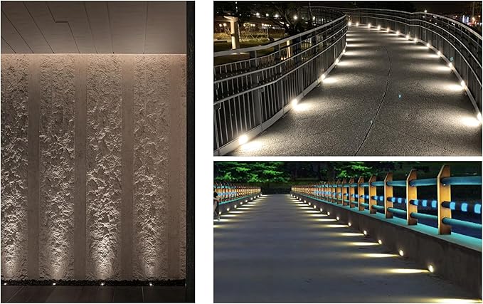 203 LED Underground Lamp, 1W, DC12-24V, IP67, Low-Voltage Recessed Type, Stainless Steel 304 Cover, Suitable for Outdoor Grounds, Decks, Squares, Parks, Courtyards (3000K, 6P-A)
