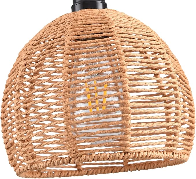 Plug in Pendant Light, Industrial Hanging Light with Plug in Cord Hemp Rope On/Off Switch Farmhouse Pendant Lamp with Plug in Cord, Vintage Hanging Lamps for Dining Room