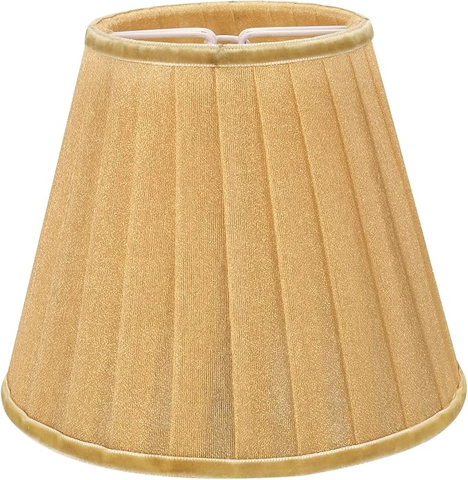 Aspen Creative 33113-6B Small Pleated Empire Shape Chandelier Clip-On Lamp Shade, Gold, 3" Top x 5" Bottom x 4-1/4" Slant, 6 Pack