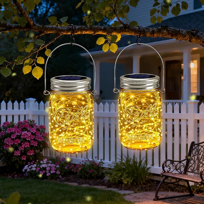 12 Pack Solar Mason Jar Lights for Outside, 30 LED Solar Mason Jar Lids Fairy Lights with 12 Hangers(No Jars) Outdoor Waterproof for DIY Patio Garden Yard Lawn Party Wedding Decoration Warm White