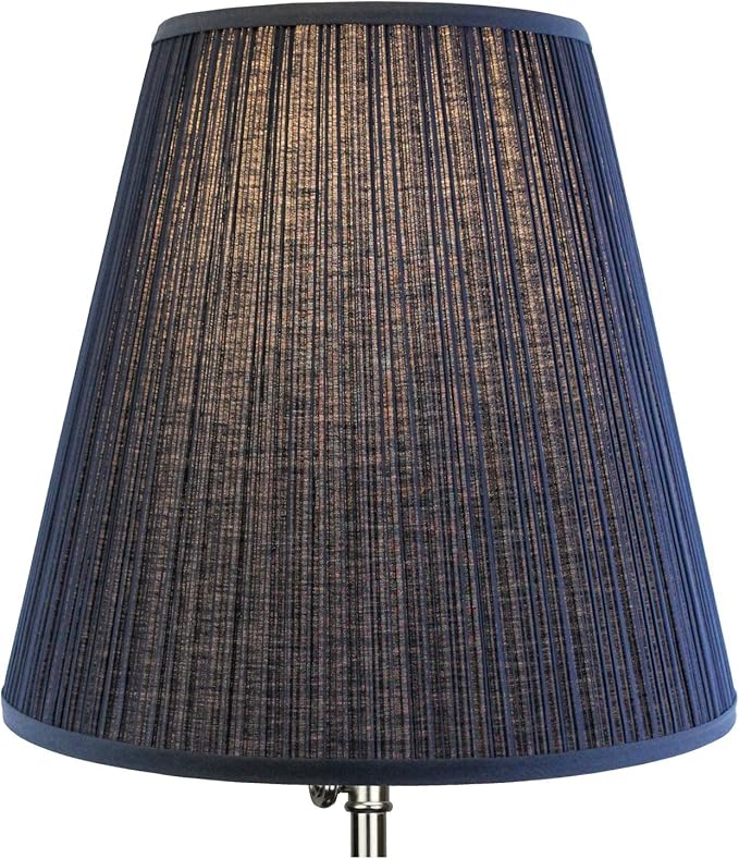 FenchelShades.com Lampshade 9" Top Diameter x 16" Bottom Diameter x 14.25" Slant Height with Washer (Spider) Attachment for Lamps with a Harp (Harp Included) (Pleated Navy Blue)