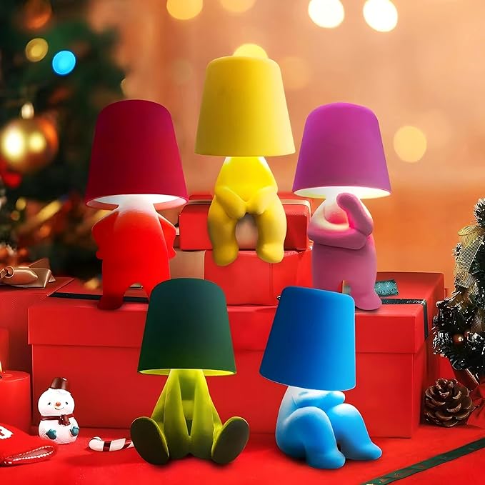 Modern Table Lamp for Youth: Rechargeable Cute Light for Kids Child Teen - Gift for Birthday Christmas Halloween Easter (Blue Big)