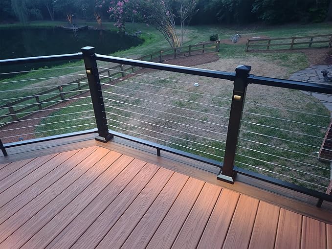 GKOLED 6-Pack Slim Square Low Voltage Deck Post Lights, Outdoor Step Lights, 12V Fence Railing Lighting Fixtures, Die-cast Aluminum, Black, 3000K