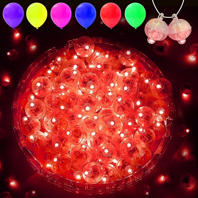 100PCs Mini Led Lights with Hook, Waterproof Round Tiny Led Light for Party Decorations Neon Party Light, Red-Blinking Lights